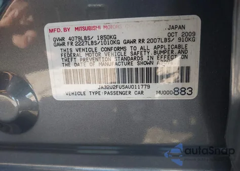 2010 Mitsubishi Lancer Es z USA, uszkodzony, nr VIN JA32U2FU5AU011779